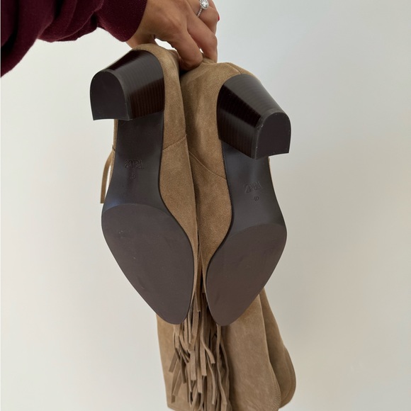 Zara Over the Knee Fringed Cowboy Boots, Size 40 Unworn (Fits size 8.5 / 9) - Picture 4 of 6